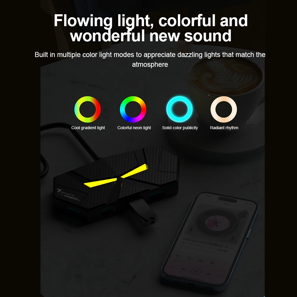 7-in-1 USB Docking Stations USB 3.0 HUB USB Splitter Adapter OTG 5Gbps High Speed Transmission TYPE C Power Supply For PC Laptop