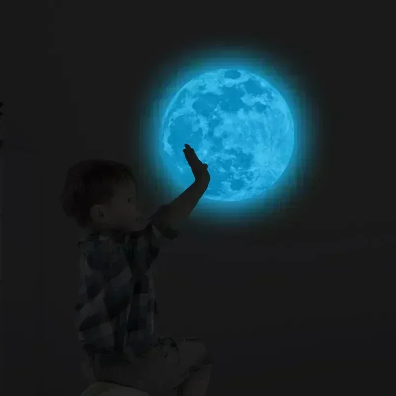 Luminous Wall Stickers 5-40cm Luminous Moon PVC Waterproof Glowing For Home Wall Decoration