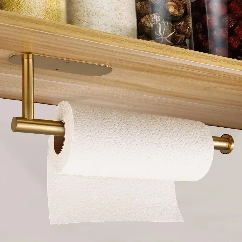 Paper Towel Rack Under Cabinet Wall Mount Stainless Steel Self Adhesive No Drilling Kitchen Bathroom