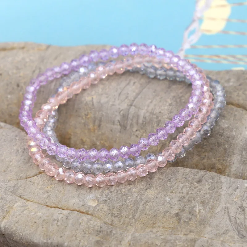 3-teiliges Armband-Set, mehrfarbige Kombination, 4 mm Kristallperlenarmband, Boho-Schmuck, Damen-Geschenk, Großhandel – Detail 6