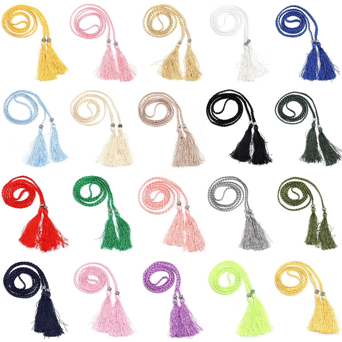 1 streifen/pack Geflochtene Quaste Gürtel Farbe Handgemachte Taille Gürtel für DIY Casual Kleidungsstück Party Geburtstag Kleid Dekoration Zubehör