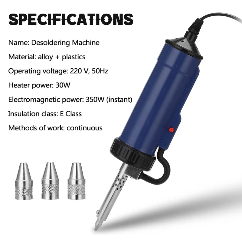 Desoldering suction pump desoldering pump desoldering tool electrothermal solder sucker automatic tin sucker with 3 suction nozzle