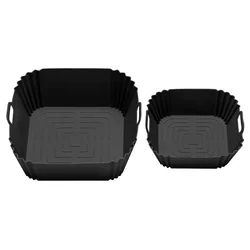 Premium Silicone Air Fryer Liners - Set of 2, Heat - Resistant and Reusable (2Pcs black)