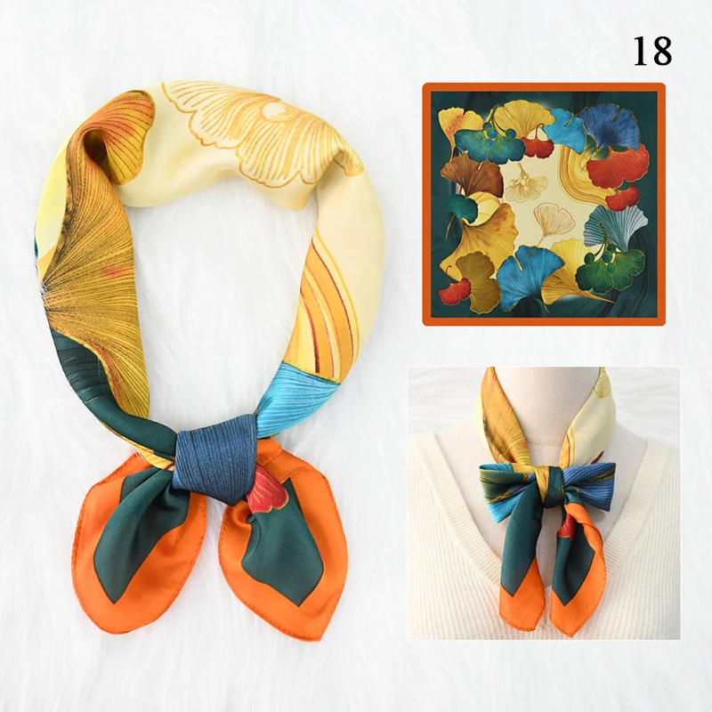 

70*70cm Paisley Silk Square Scarf Polyester Satin Small Scarves Floral Hijab Scarf Sunscreen Neckerchief Headscarves Head Neck