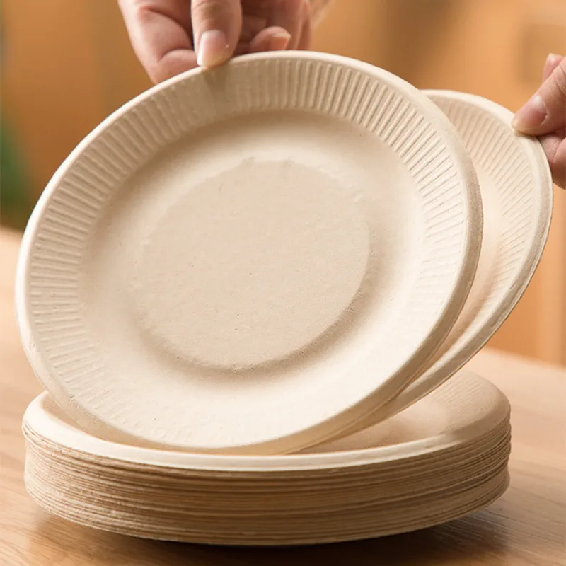 50pcs Degradable Disposable Plates Company Family Gathering Dinner