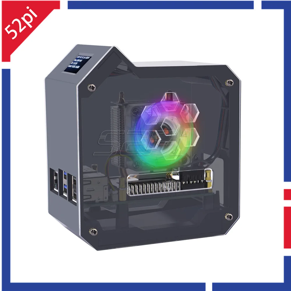 Kit Completo Mini Torre Abs com Torre de Gelo Tela Fonte de Alimentação para Raspberry Pi5 52pi 096