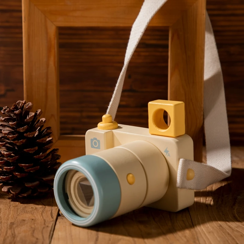 Baby Kaleidoscope Camera Toys Wooden Educational Toys for Kids Baby Montessori Cognitive Camera Model Cute Accessories