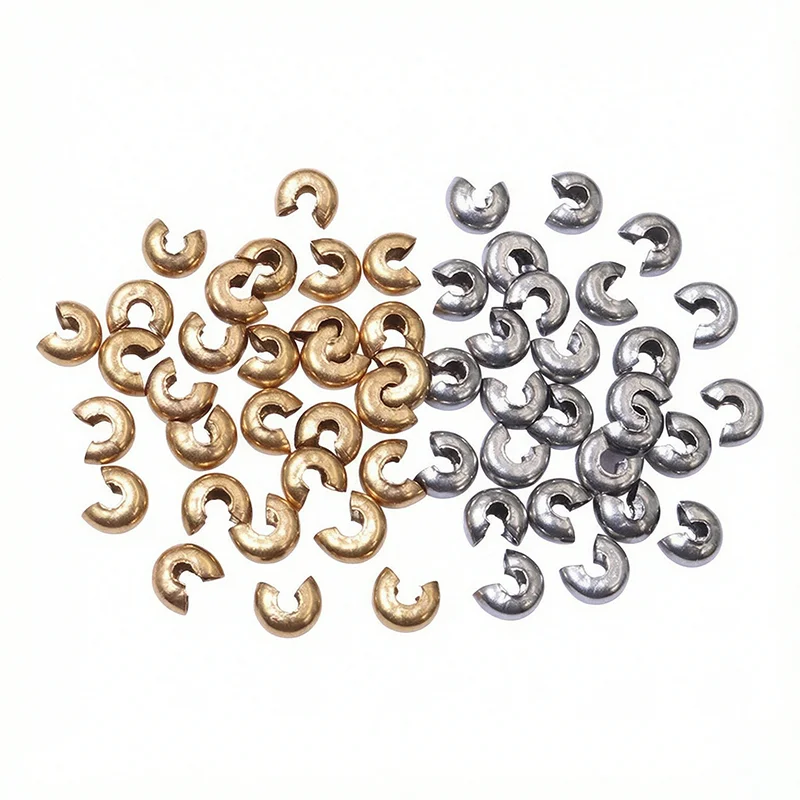 50 Stück Edelstahl runde Abdeckungen Crimp-End-Perlen 3 4 5mm Stopper Absperr perlen für DIY Schmuck Herstellung von Zubehör