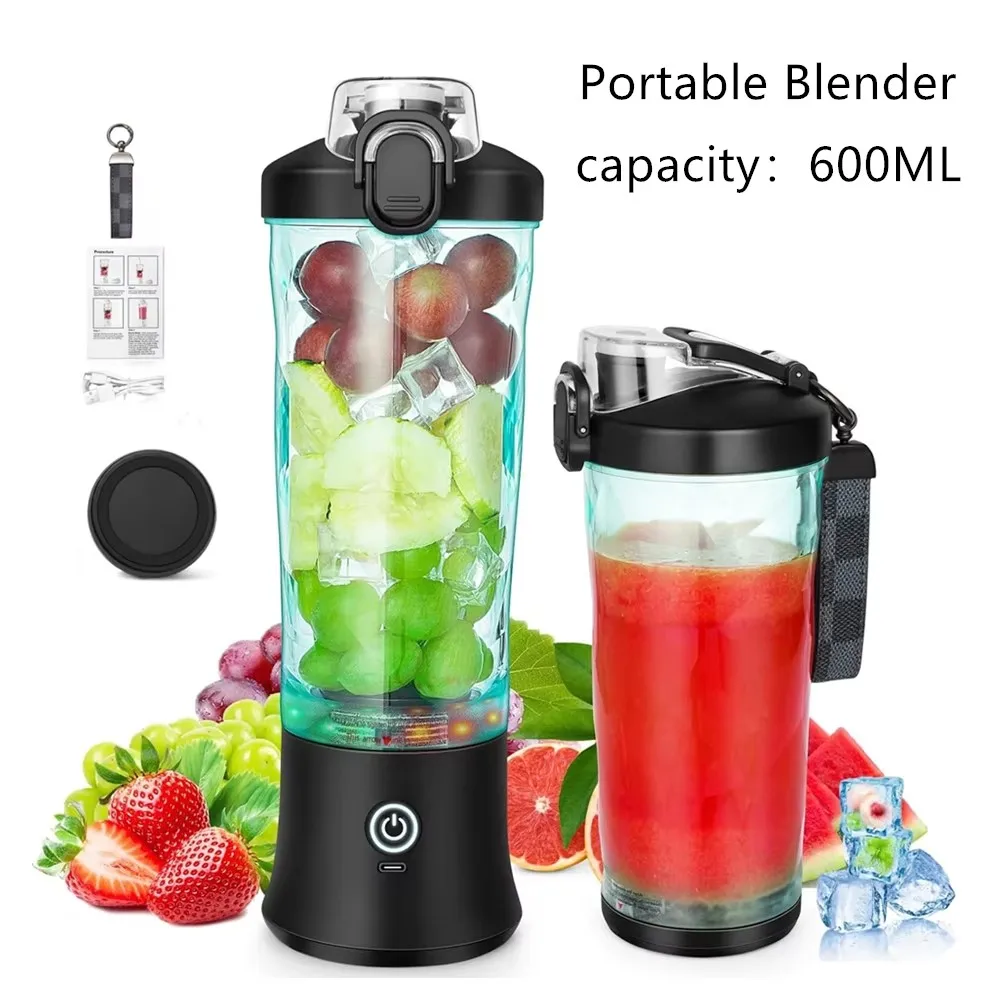Portable Juicer Blender IPX7 Wireless Fruit Juicer USB Rechargeable 600ml Large Capacity Juice Cup for Sports