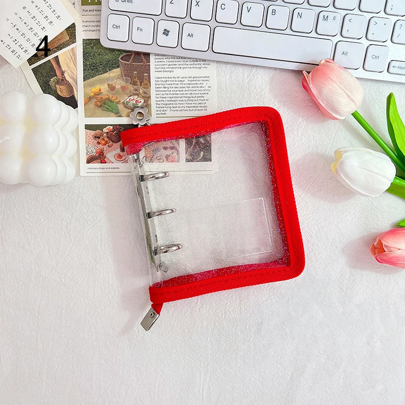 Photocard Protector Photo Album Photocards Collection Photocard Holder Photo Card Holder Mini Zipper Loose-leaf Photo Album Binder Case 3-Hole Metal Binder Pvc Girl Photocard Photocard Holder Collect Book