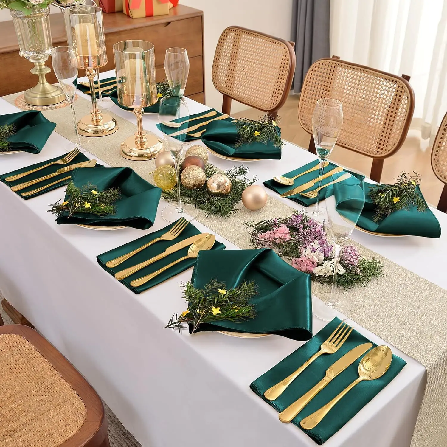 Square Satin Napkin 12x12inches Cocktail Napkin for Party Wedding Birthday Banquet Decoration Washable Soft Table Napkins 12pcs satin napkins