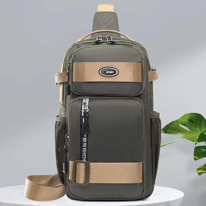 Men's Chest Bag Oxford Nylon Large Capacity Waist Pack Anti-Theft Travel Hiking Riding Shoulder Bag Commuter Crossbody Bag
