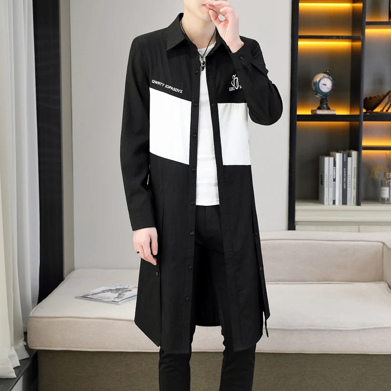 

2024 Men's Ultra-thin Windbreaker Mid-length Summer Sun Protection Clothes Coat thin Trend Trench coat Handsome Cloak