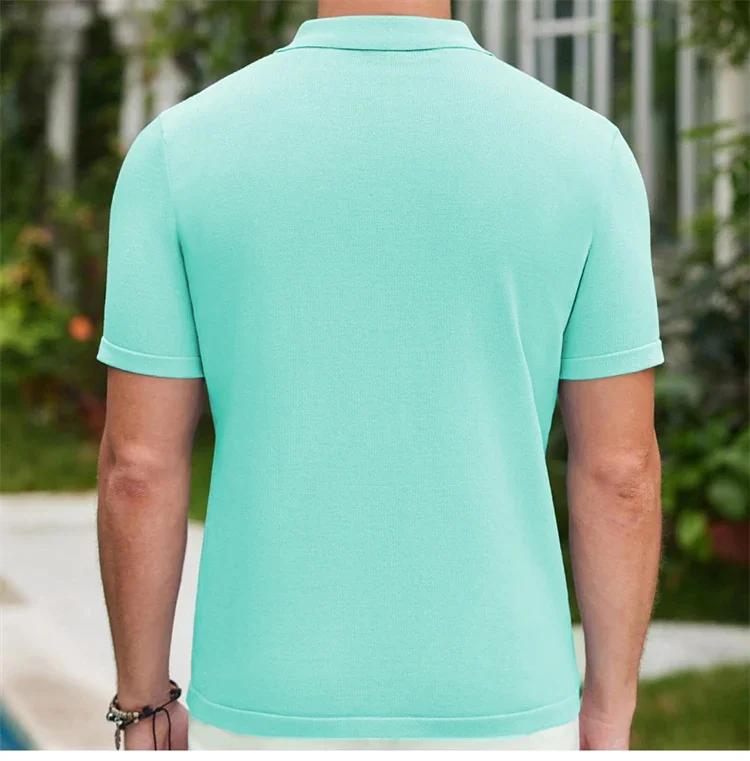 Smart Casual Knitted Mens Polo Shirts Striped Viscose Stretchy Summer Quality Soft Comfortable Silky Icy Lapel Camisas De Hombre 14 S0eb1978bfe1c43c1a2f25583769165a26