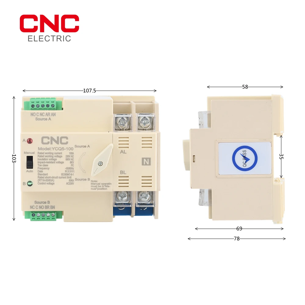 trilho din ycq5 100 2p 63a 100a ac220v 02