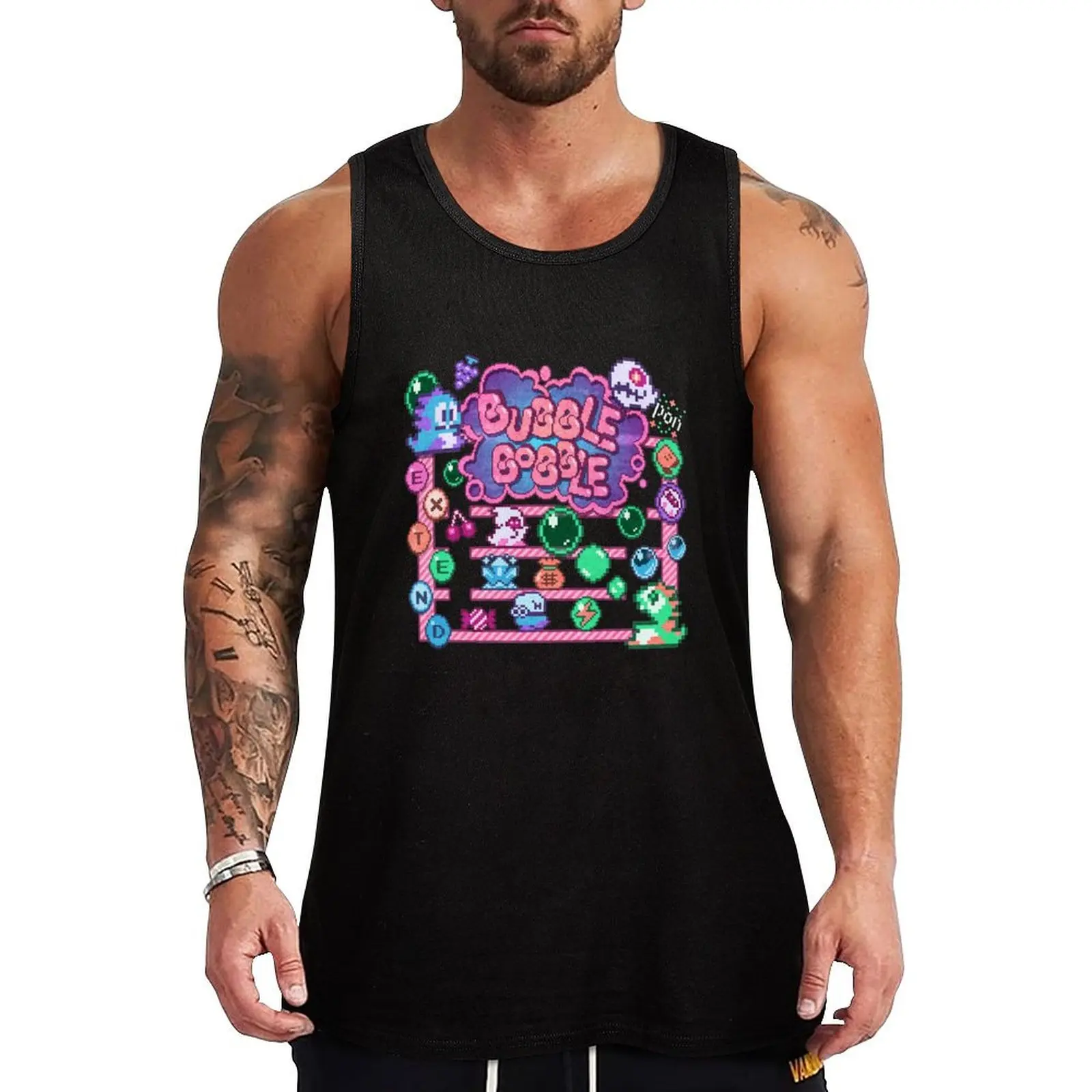 

Bobble Bubble Tank Top gym men Short sleeve muscular man bodybuilding t shirt