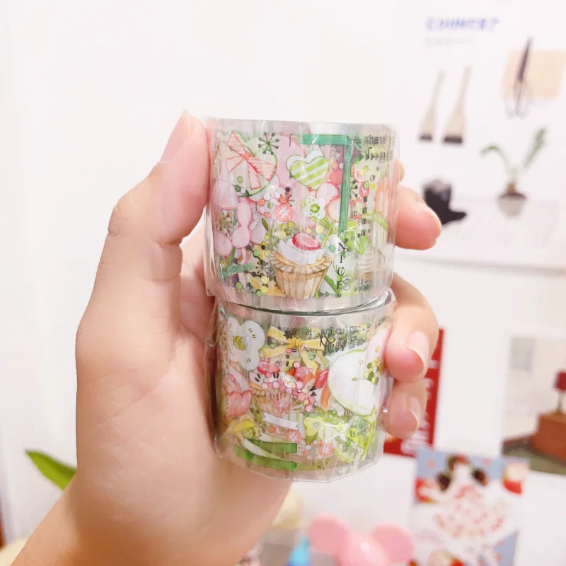 

5m Spring Flowers PET Special Oil Washi Tapes Craft Supplies DIY Scrapbooking Card Making Decorative Plan Sticker