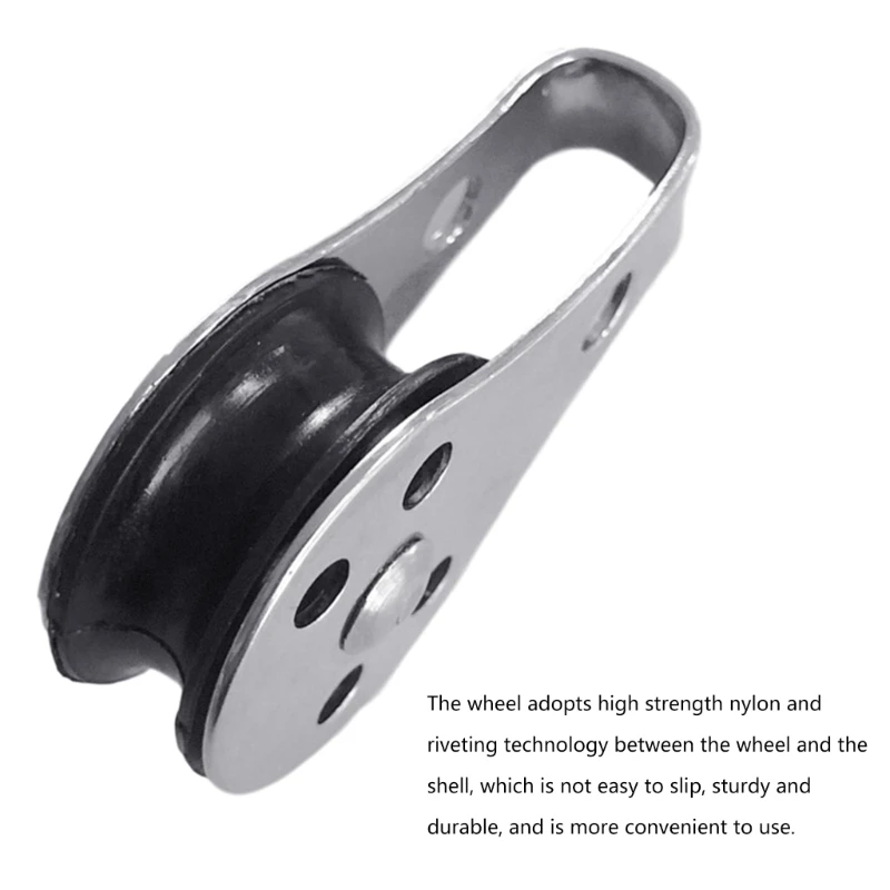 2Pcs 316 Stainless Steel Single Pulley Heavy Duty Cable Wire Rope Roller Nylon Pulley for Washing Line Sailing Lifting u type swivel pulleys