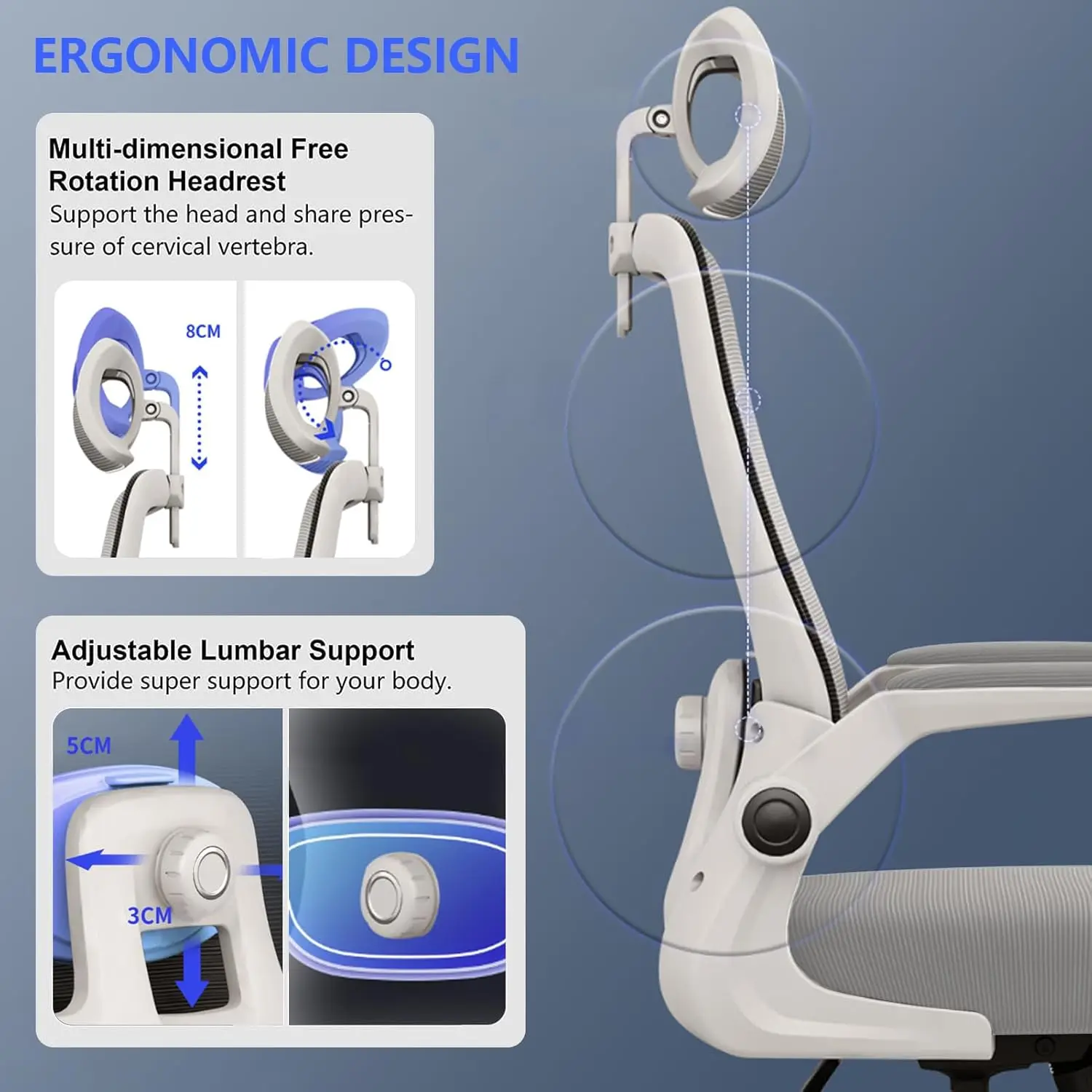 كراسي مكتب، كرسي كمبيوتر مريح، يدعم أسفل الظهر، أذ...