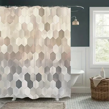 Honeycomb Geometric Shower Curtain 1