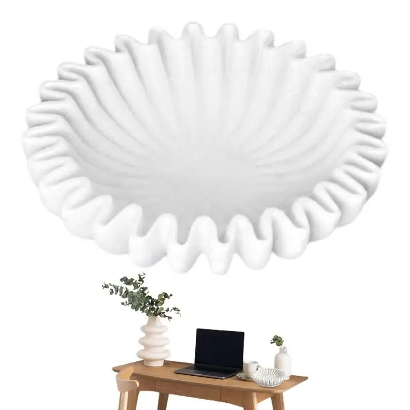 

Ruffle Bowl Serving Home and Kitchen Heavy Duty Resin Ruffle Bowl Reusable Elegant Ruffle Decorative Ornament for Coffee Table