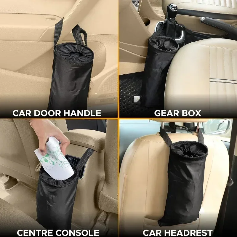 Multifunctional Hanging Seat Back Storage Bag Trash Can Organizer Car Trash Can Oxford Cloth Car Garbage Bin Accessories