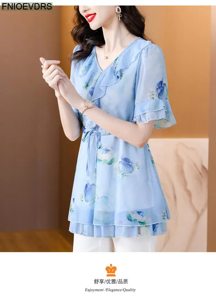 L-5XL Loose Clothes 2023 Women European Fashion Elegant Office Lady Work Ruffles Shirt Casual Tunic Peplum Tops And Blouses
