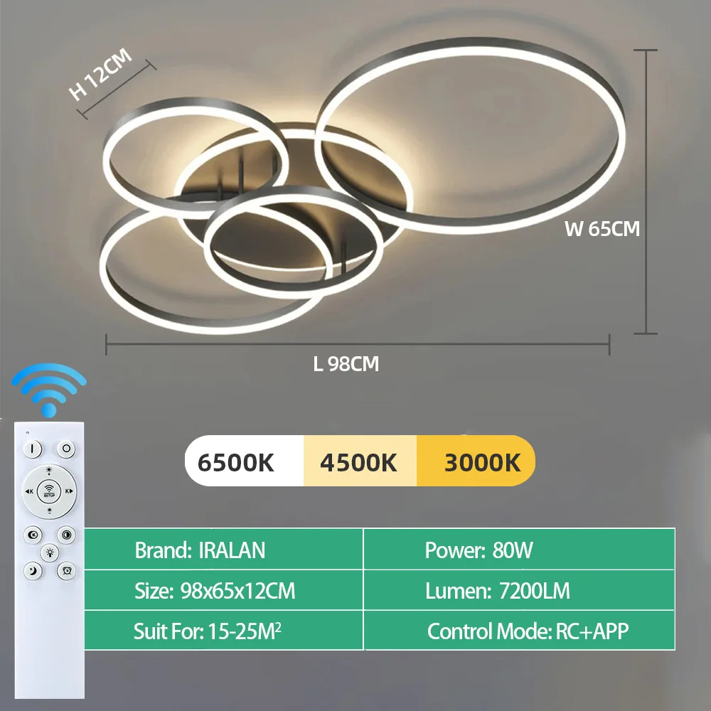 Odern LED Ceiling Light 106W Diable Acrylic Ceiling Lap With Reote - View #2