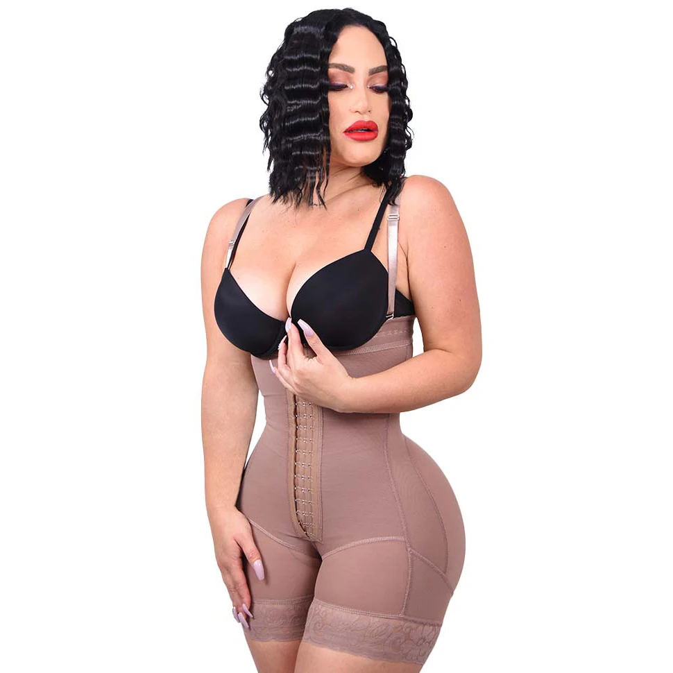 Flatter Figure Shapewear for Women Tummy Control Body Shaper Butt Lifter Thigh Slimmer Faja Plus Size with Zipper Crotch