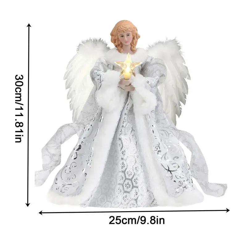 Christmas Angel Tree Topper Delicate White Angel Ornaments Christmas Tree Top Decor Festive New Year Party Decorative Supplies christmas tree decoration