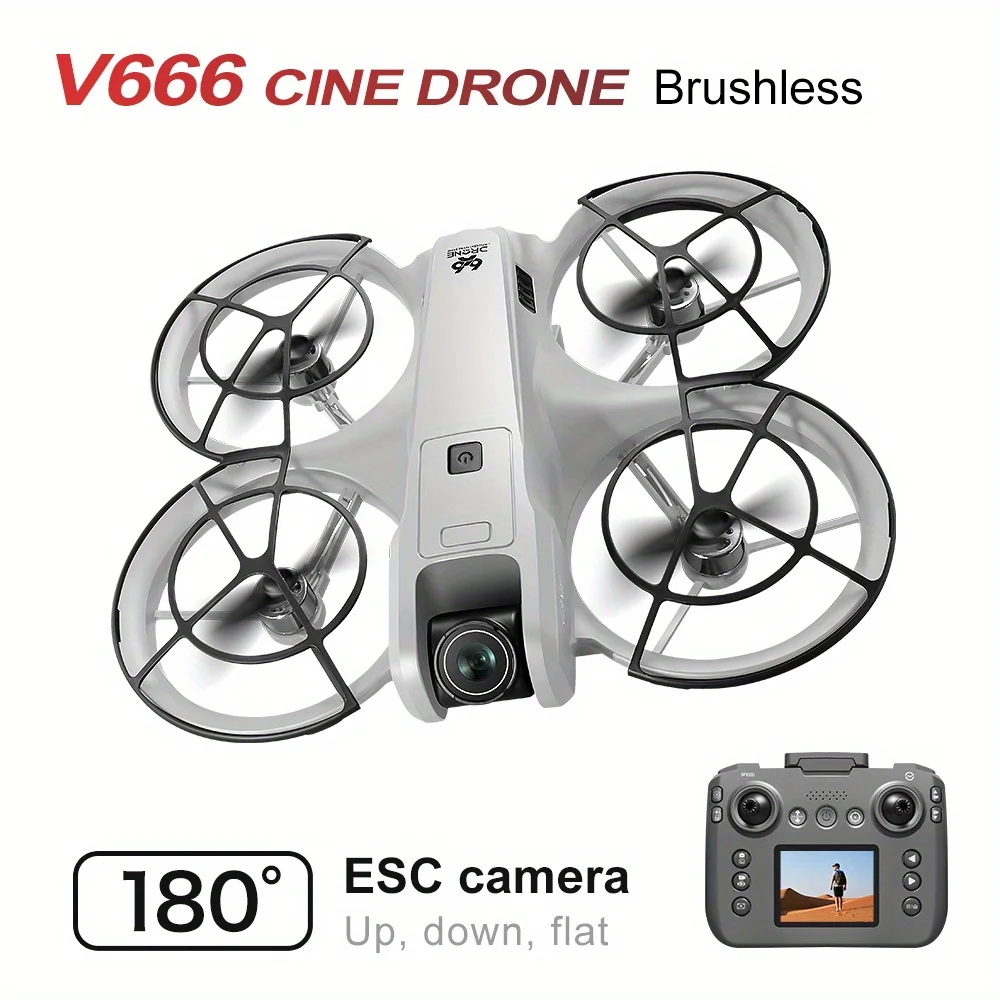 V666 Screen Drone with Dual Cameras &Brushless Motor, Optical Flow Hover, One-Key Takeoff, Gesture Control,Gift Box for Holidays - 3