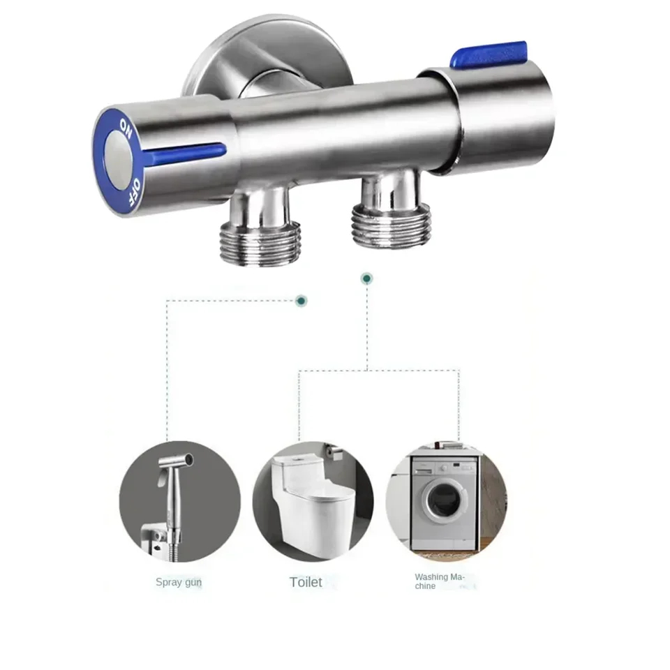 1 Inlet 2 Outlet Dual Control Handle Stainless Steel Angle Valve Suitable Low Floors below 5th Floor