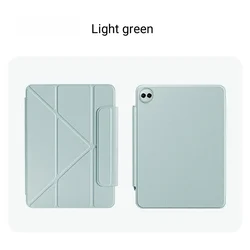 Premium Multi-Angle Folding Smart Flip PU Leather Tablet Cover for MatePad Pro 13.2 (Light Green)