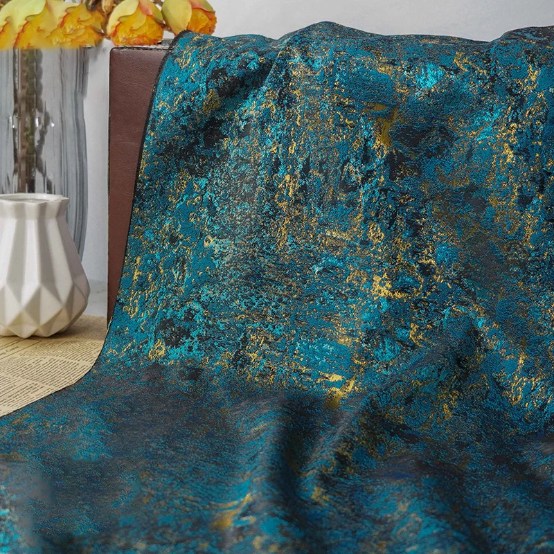 Blue-Gold-Color-Retro-Court-Style-Yarn-Dyed-Jacquard-Fabric-Women-s ...