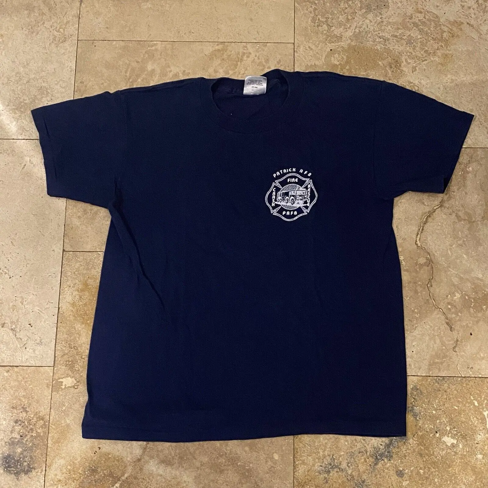 T-Shirt Vintage Patrick Afb Fireman Department Crash Rescue 80S Large Usa