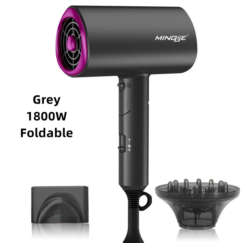 110V,220V Hair Dryer Foldable Storage 1800W High-Power EU/US/UK Plug Air Supply Hood And Nozzle Hammer Hair Dryer 2024 New Model 3