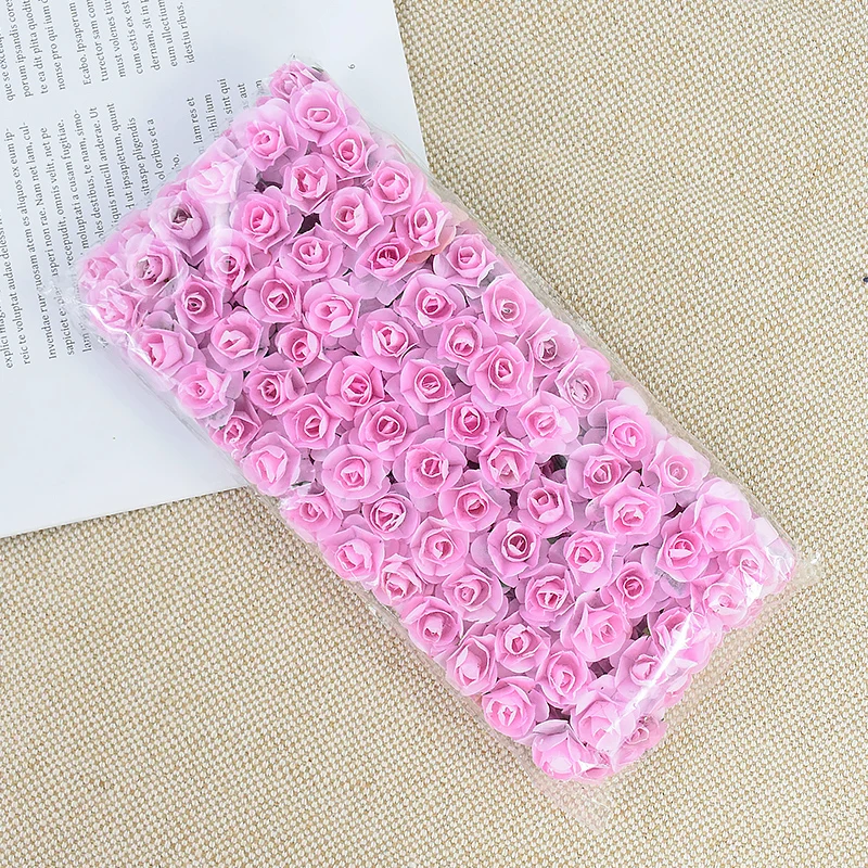 thumbnail image 1 of 144 piezas de mini ramos de rosas artificiales de papel de 2 cm para decoración de bodas, fiestas, hogar, bricolaje, coronas, regalos, manualidades de Scrapbooking, flores falsas, 1 of 5