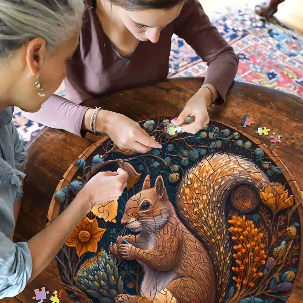 Adult Animal Wooden Puzzle Round Peacock and Bird Wooden Puzzle Children's Puzzle Toy Festival Gift A3 A4 A5 Multi Size Puzzle 4
