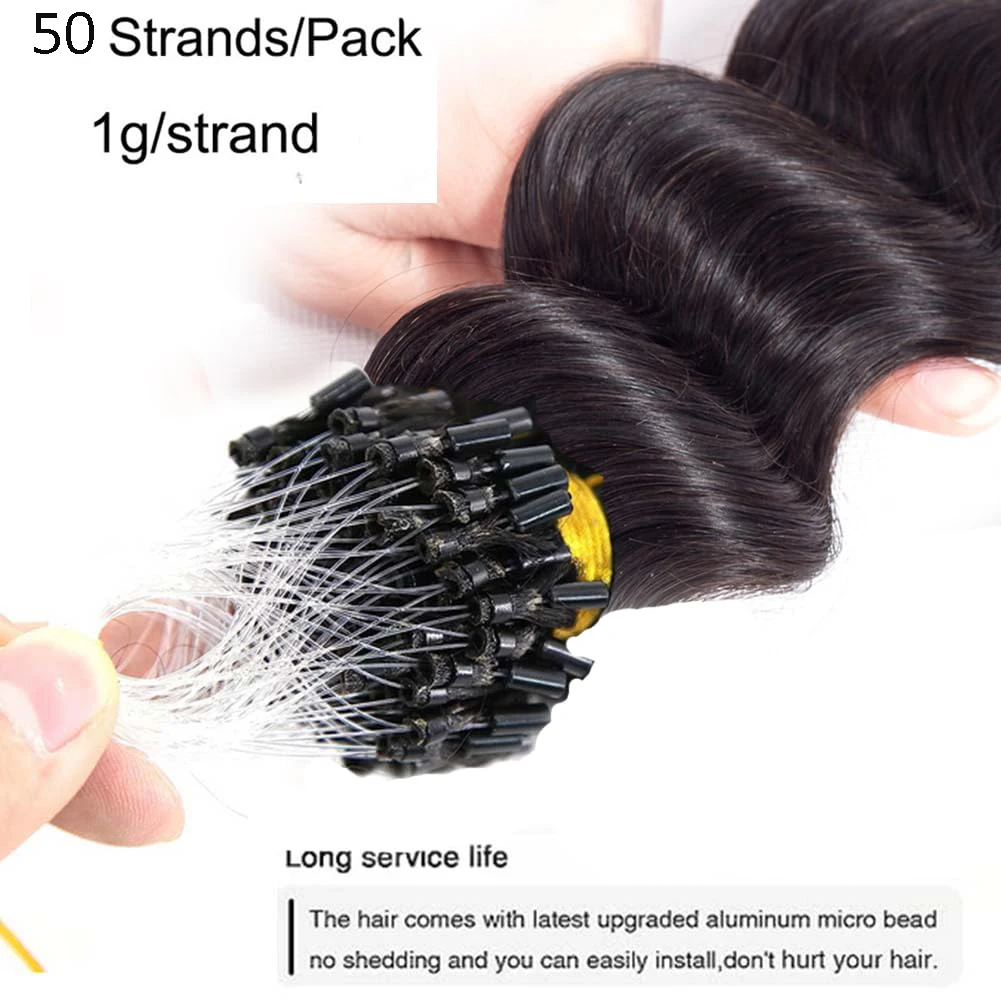 Micro Loop Human Hair Extensions Body Wave Microlink Hair Extensions Natural Color Remy Micro Ring 16-26 Inch For Women