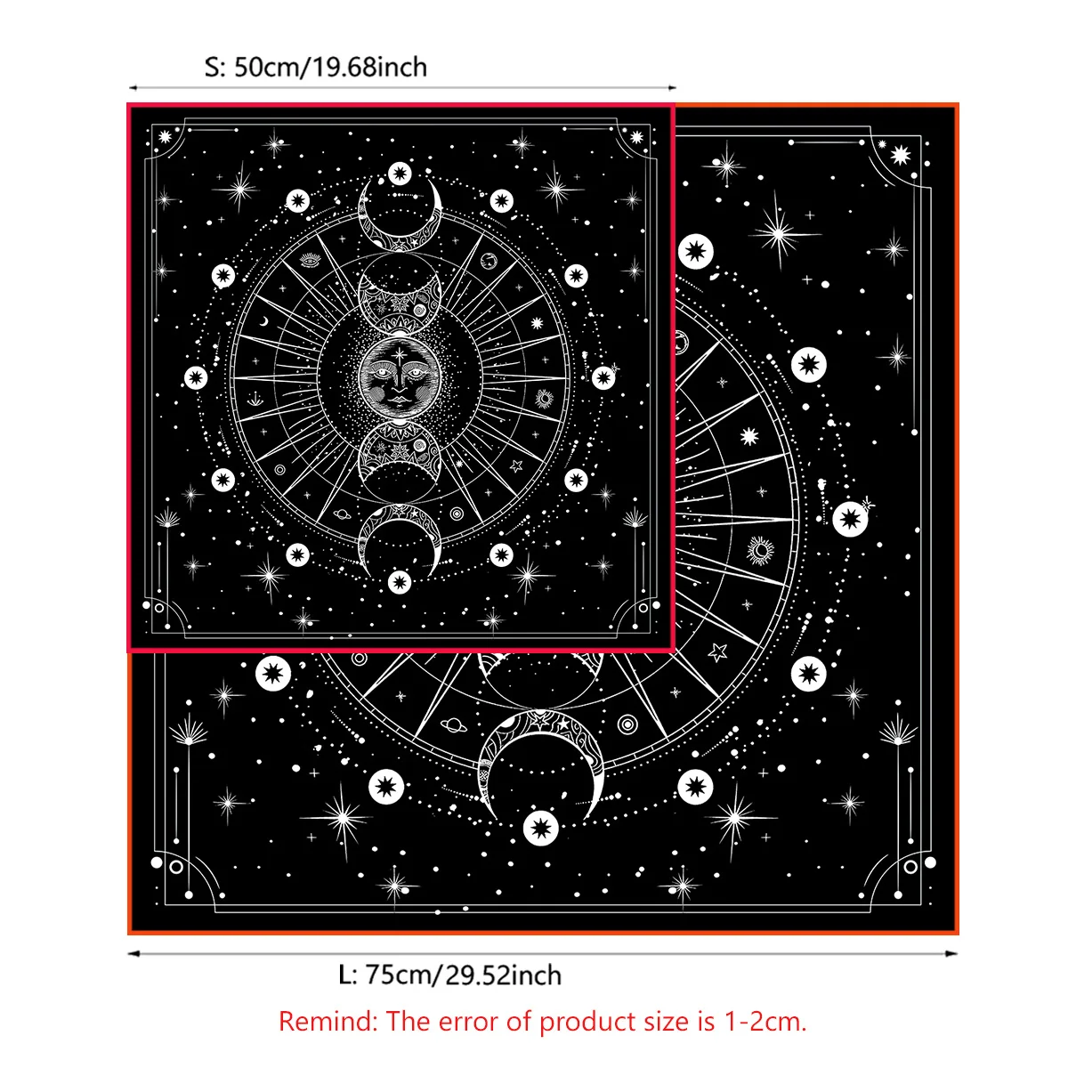 Bohemian Moon Phase Tarot Tablecloth Altar Cloth Divination Decoration Black Starry Sky Moon Witchcraft Tarot Card Table Cloth 4