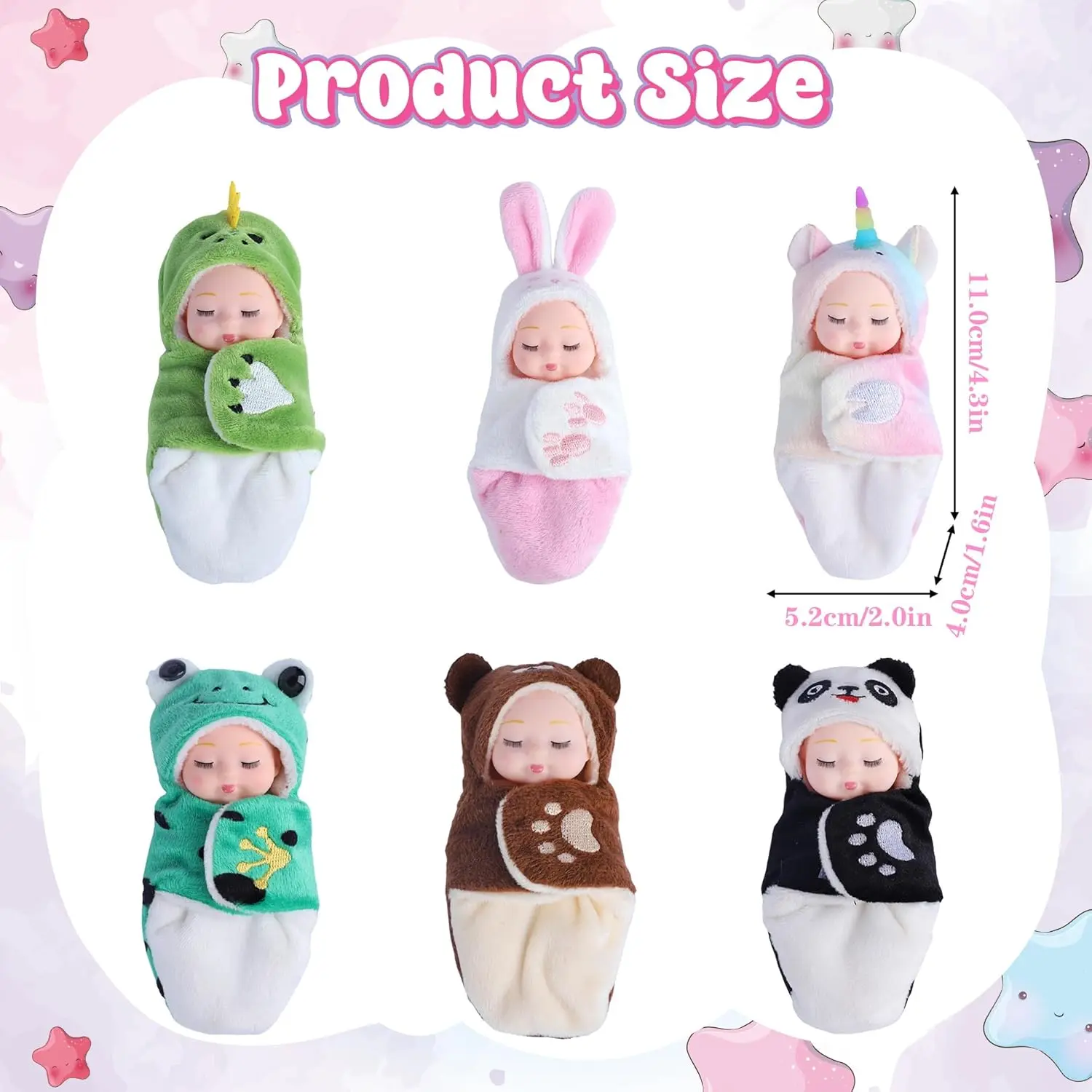 Mini Rebirth Doll Sleep Baby Doll Animal Theme Sleeping Bag Limb Activity Simulation Doll BJD Doll Toy Children's Birthday Gift - 2