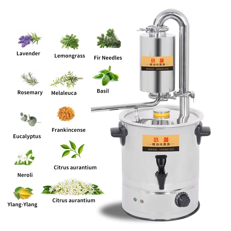 

10L Distiller Hydrosol Machine Household Essential Oil Extraction Electric Heating Equipment Brewing Steam Distillation Machine