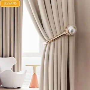 Cortinas opacas flocadas para ventana, cortina térmica sólida para  dormitorio, sala de estar, tela ignífuga, 100% - AliExpress