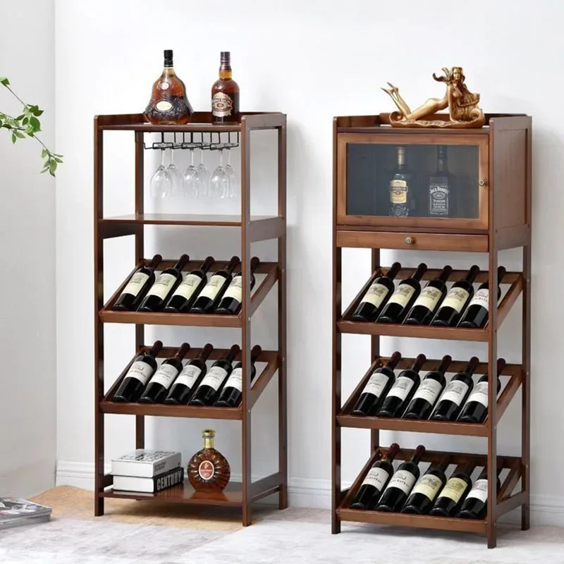 Restaurant Standing Bar Cabinet Liquor Display Shelf Decorative European Retro Wine Rack Floor Vintage Vitrina Home Furniture