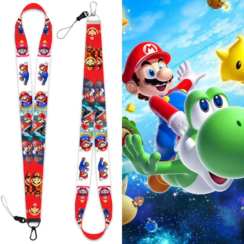 

Mario Game Anime Peripheral Lanyard Mobile Phone Pendant Key Chain Detachable Student Card Rope Hanging Neck Best Gift