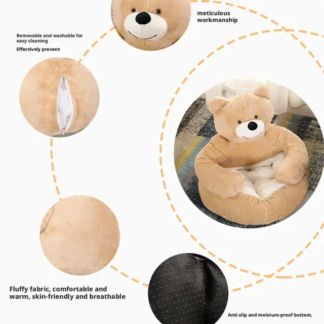NEW Semi-Enclosed Bear Pet Dog Bed Ultra Soft Cat Bed Detachable Plush Puppy Bed Winter Warm Sleeping Bed Mat Pet Product 2