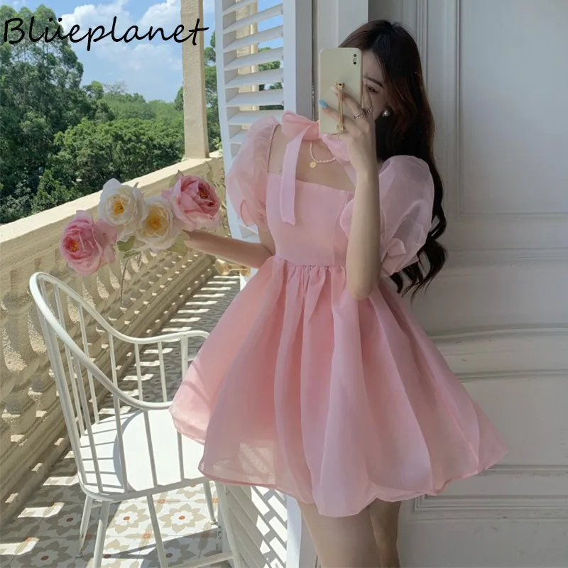

(On hand )Summer Sweet Women Short Sleeve Pink Princess Formal Party Dress