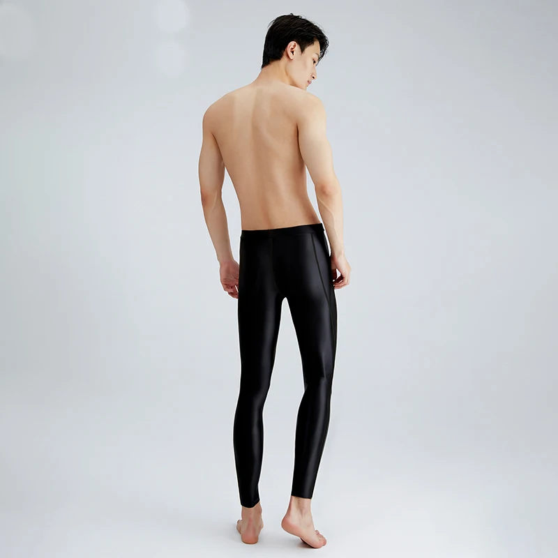 Men Swimsuit Satin Shiny Quick Drying High Elastic Surfing Leggings For Male Swim Rash Guard