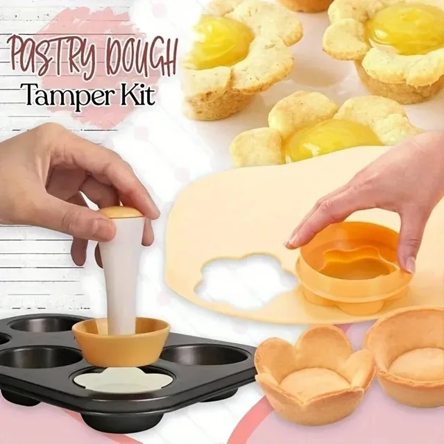 Pastry Dough Tamper Set Flower Shaped Cutter Cake Mold Creative Cake Cup Presser Biscuit Mold Pie Tamper Kitchen DIY Baking Tool 5