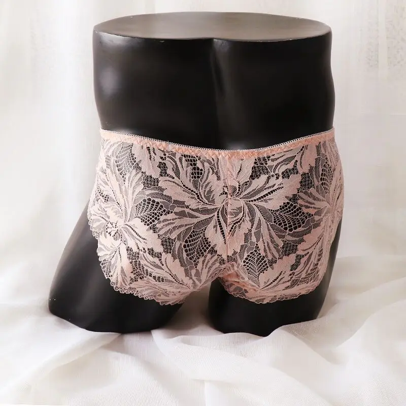 Men's Sexy Mid Waist Lace Breathable Briefs See Through Underwear Pouch Panties Men Sexy Lace Transparent Personal Briefs Bikini 2